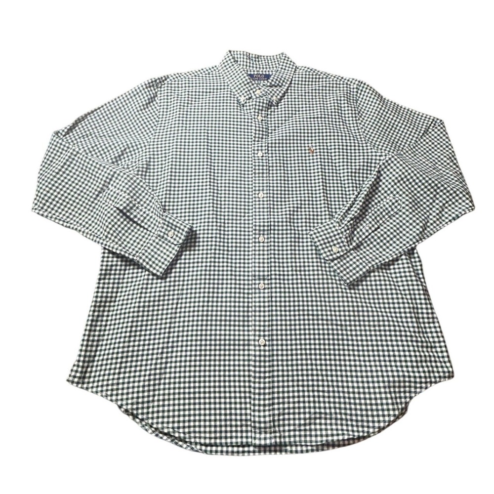 Polo Ralph Lauren Button Down XXL Green Gingham Classic Fit Pony Preppy Timeless